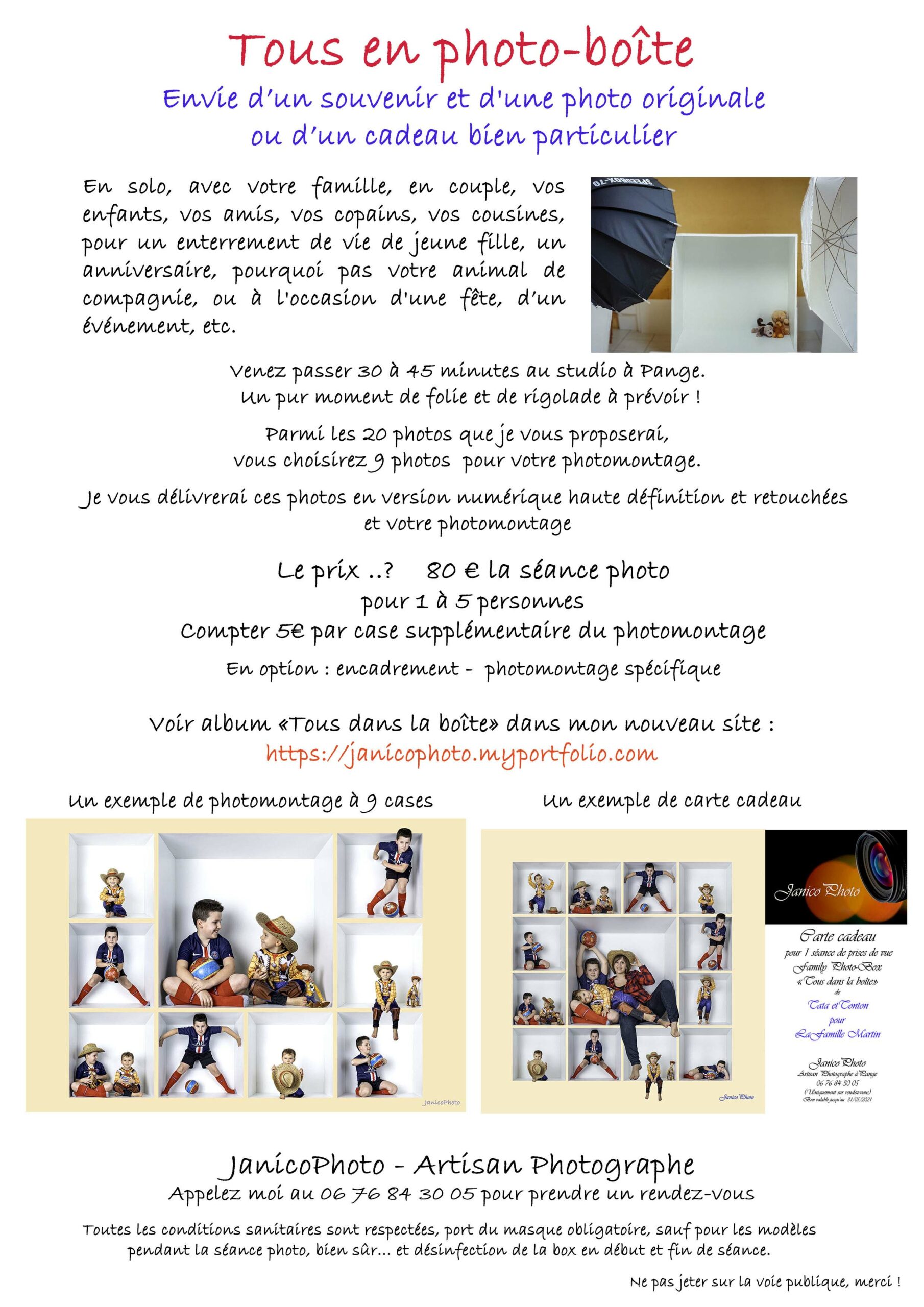 Photobox Janiciphoto - Flyer et pub mail - NOUVEAU avec tarifs box sup BD